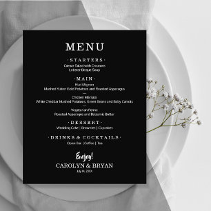 Prospectus 11,4 Cm X 14,2 Cm Budget Simple Élégant Mariage noir menu dîner