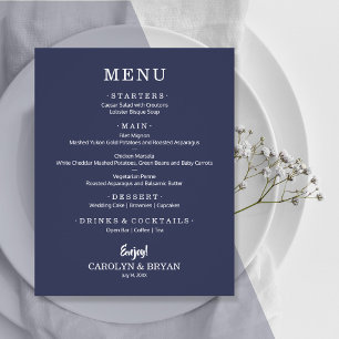 Prospectus 11,4 Cm X 14,2 Cm Budget Simple Elegant Sapphire Blue Mariage Menu