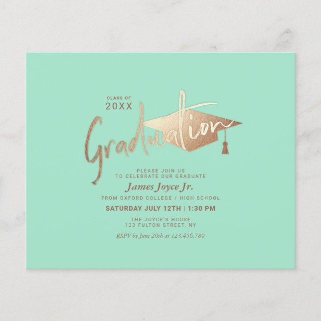 Prospectus 11,4 Cm X 14,2 Cm Budget Simple Minimal Graduation Party Invitations (Devant)