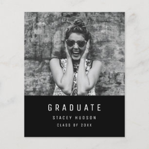 Prospectus 11,4 Cm X 14,2 Cm Budget Simple Minimaliste Faire-part Grad noir