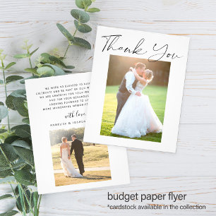 Prospectus 11,4 Cm X 14,2 Cm Budget simple moderne photo remerciement mariage
