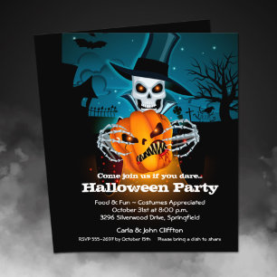 Prospectus 11,4 Cm X 14,2 Cm Budget Skeleton Halloween Invitation