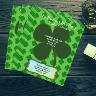 Prospectus 11,4 Cm X 14,2 Cm Budget St Patrick's Day Party Four Leaf Clover