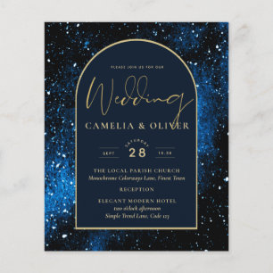 Prospectus 11,4 Cm X 14,2 Cm BUDGET Starry Night Marine Blue Gold Wedding INVIT