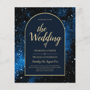 Prospectus 11,4 Cm X 14,2 Cm BUDGET Starry Night Marine Blue Gold Wedding INVIT