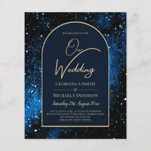 Prospectus 11,4 Cm X 14,2 Cm BUDGET Starry Night Marine Blue Gold Wedding INVIT