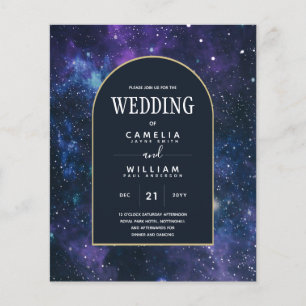 Prospectus 11,4 Cm X 14,2 Cm BUDGET Starry Nuit violet bleu mariage INVITE