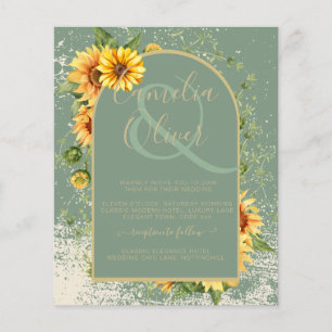 Prospectus 11,4 Cm X 14,2 Cm BUDGET Sunflower Sage Wedding Inviter RSVP QR CODE
