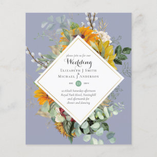 Prospectus 11,4 Cm X 14,2 Cm Budget Sunflowers Greenery Mariage Invite