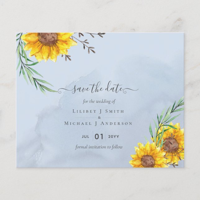 Prospectus 11,4 Cm X 14,2 Cm Budget Sunflowers Rustic Woodland Garden Mariage (Devant)
