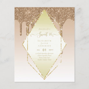 Prospectus 11,4 Cm X 14,2 Cm BUDGET SWEET16 Parties scintillant de séchage Glam