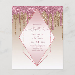 Prospectus 11,4 Cm X 14,2 Cm BUDGET SWEET16 Parties scintillant de séchage Glam