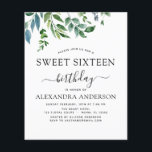 Prospectus 11,4 Cm X 14,2 Cm Budget Sweet 16 Anniversaire Botanique Verdure<br><div class="desc">Budget Greenery Green Aquarelle Anniversaire Invitations de fête comprend une belle et élégante typographie script avec une végétation moderne et élégante pour la spéciale Sweet 16 (sweet sixteen - 16e) Anniversaire Célébration.</div>
