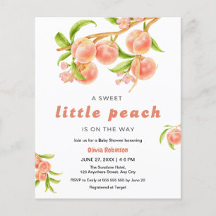 Prospectus 11,4 Cm X 14,2 Cm Budget Sweet Little Peach Baby shower Invitation