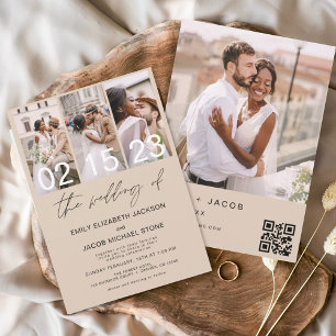 Prospectus 11,4 Cm X 14,2 Cm Budget Terracotta Photo Code QR Faire-part de mari