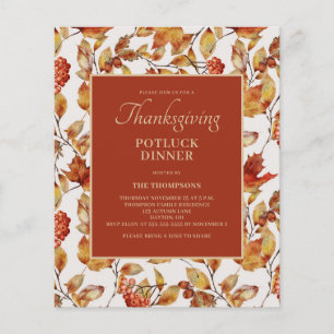 Prospectus 11,4 Cm X 14,2 Cm Budget Thanksgiving Potluck Terracotta Invitation