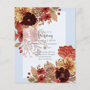 Prospectus 11,4 Cm X 14,2 Cm BUDGET TOMBE Floral Mariages Invitations - Dusky