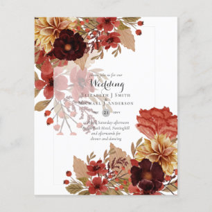 Prospectus 11,4 Cm X 14,2 Cm BUDGET TOMBE Floral Mariages Invitations - Dusky