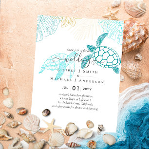 Prospectus 11,4 Cm X 14,2 Cm BUDGET Tortues de mer Mariage Invitation moderne