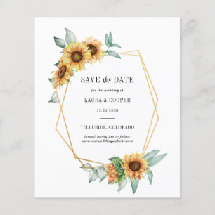 Prospectus 11,4 Cm X 14,2 Cm Budget Tournesol Floral Vert Feuille Save The Date