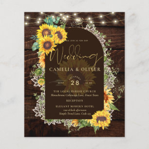 Prospectus 11,4 Cm X 14,2 Cm BUDGET Tournesols Lumières Dentelle Mariage INVITA