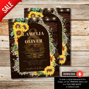 Prospectus 11,4 Cm X 14,2 Cm BUDGET Tournesols Lumières Dentelle Mariage INVITA