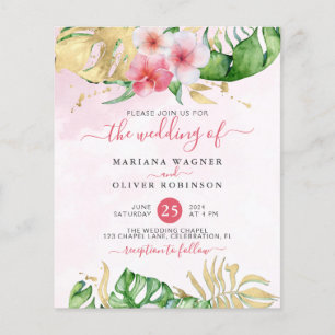 Prospectus 11,4 Cm X 14,2 Cm Budget Tropical Floral Faire-part de mariage