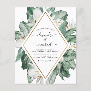 Prospectus 11,4 Cm X 14,2 Cm Budget Tropical Magnolia Mariages Invitations