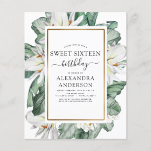 Prospectus 11,4 Cm X 14,2 Cm Budget tropical Magnolia Sweet 16 Invitation