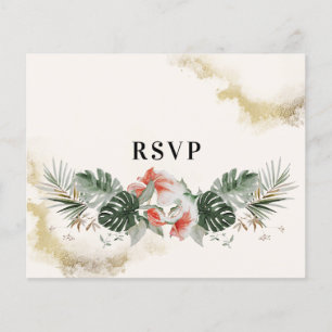 Prospectus 11,4 Cm X 14,2 Cm Budget Tropical Palm Wedding RSVP Flyer