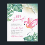 Prospectus 11,4 Cm X 14,2 Cm Budget Tropical Pink Flamant rose 16e fête d'anniv<br><div class="desc">Cette charmante invitation à la fête du 16ème anniversaire à budget limité présente les mots "Flamingle" avec le nom de l'invité d'honneur dans une typographie manuscrite moderne avec détails de l'événement dans une police serif classique. Conçu en utilisant mon flamant rose aquarelle d'origine, feuilles de palmier monstère et le rivage...</div>
