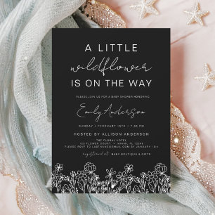 Prospectus 11,4 Cm X 14,2 Cm Budget Un Petit Baby shower Fleur sauvage Invitati