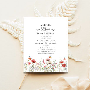 Prospectus 11,4 Cm X 14,2 Cm Budget Un Petit Baby shower Fleur sauvage Invitati