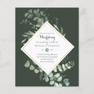 Prospectus 11,4 Cm X 14,2 Cm BUDGET Verdure Couleur moderne Thème Mariage Invit