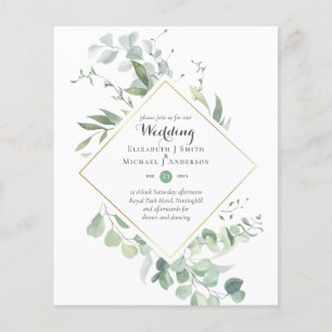 Prospectus 11,4 Cm X 14,2 Cm BUDGET Verdure Couleur moderne Thème Mariage Invit