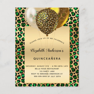 Prospectus 11,4 Cm X 14,2 Cm Budget vert émeraude léopard Quinceanera or