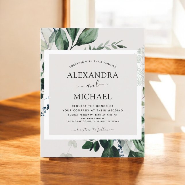 Prospectus 11,4 Cm X 14,2 Cm Budget Vert Émeraude Vert Mariage Invitations (Créateur téléchargé)