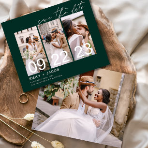 Prospectus 11,4 Cm X 14,2 Cm Budget vert Enregistrer la date 3 Invitations phot