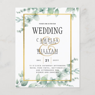Prospectus 11,4 Cm X 14,2 Cm BUDGET Vert Faire-part de mariage QR CODE RQR RSVP