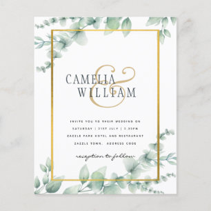 Prospectus 11,4 Cm X 14,2 Cm BUDGET Vert Faire-part de mariage QR CODE RQR RSVP