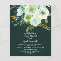Budget Vert Turquoise Floral Parties scintillant o