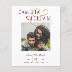 Prospectus 11,4 Cm X 14,2 Cm BUDGET Vin Berry Gold Mariage PHOTO Enregistrer la