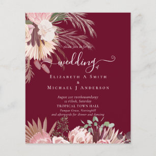 Prospectus 11,4 Cm X 14,2 Cm BUDGET Vin Bourgogne Pampas Grass Mariage Tropical