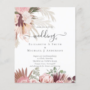 Prospectus 11,4 Cm X 14,2 Cm BUDGET Vin Bourgogne Pampas Grass Mariage Tropical