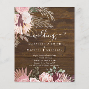 Prospectus 11,4 Cm X 14,2 Cm BUDGET Vin Bourgogne Pampas Grass Mariage Tropical