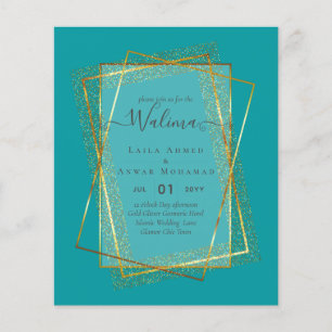 Prospectus 11,4 Cm X 14,2 Cm Budget Walima Musulman Mariage Gold Frame Invitati
