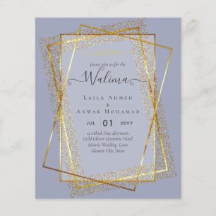 Prospectus 11,4 Cm X 14,2 Cm Budget Walima Musulman Mariage Gold Frame Invitati