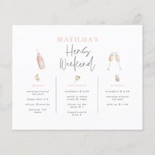 Prospectus 11,4 Cm X 14,2 Cm budget Watercolor champagne poules week-end 3 jour