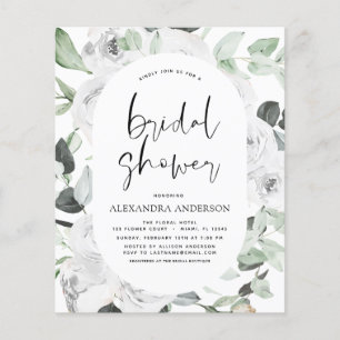 Prospectus 11,4 Cm X 14,2 Cm Budget White Rose Fête des mariées Floral Invitati