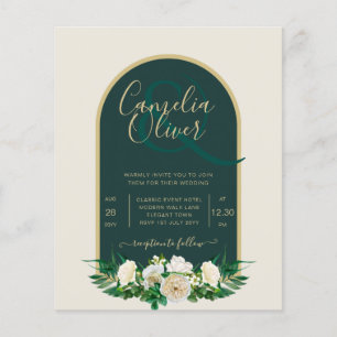 Prospectus 11,4 Cm X 14,2 Cm BUDGET White Roses Forêt Vert Mariage d'hiver INV